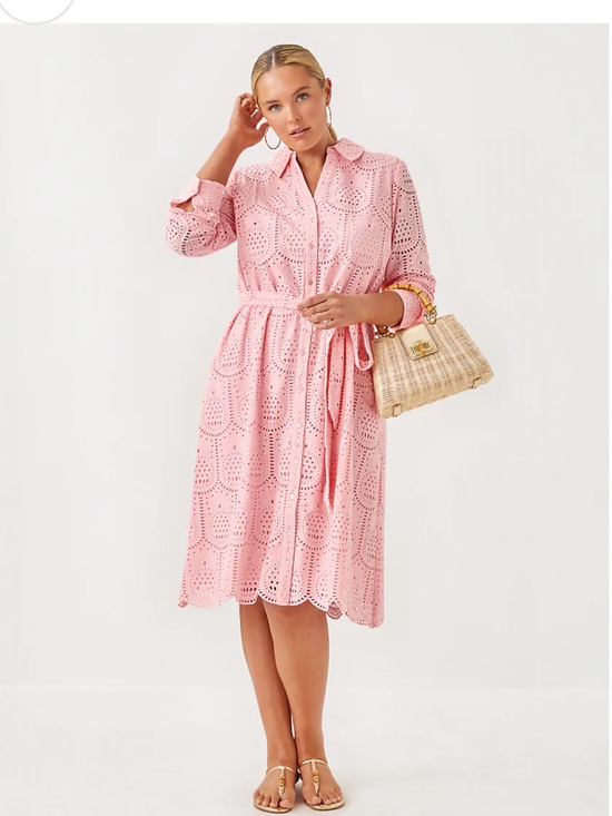 Lilly Pulitzer Dresses & Skirts - Lily Pulitzer Pink Eyelet Shirt Dress size 12